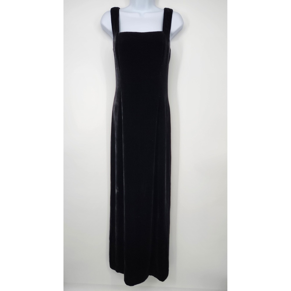 Brooks Brothers Black Velvet‎ Maxi Dress Size 6 Glam NYE Evening Formal Holiday